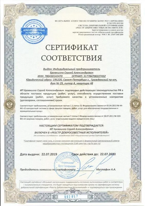 Реестр добросовестных исполнителей в Нижнего Тагила
